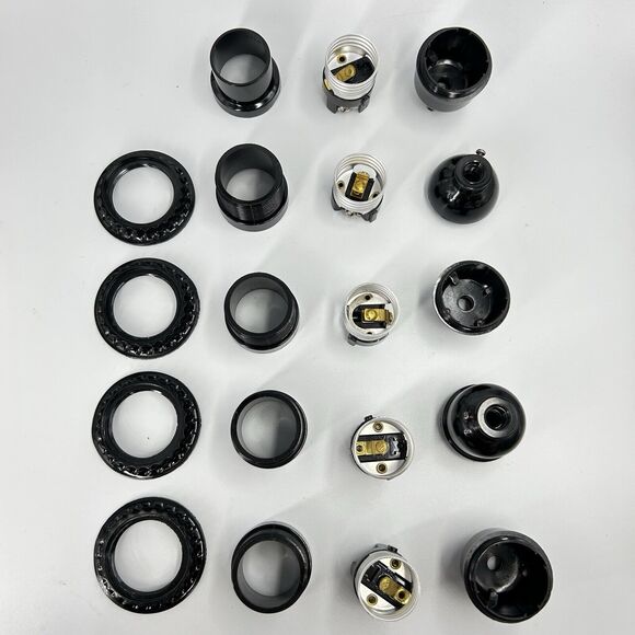 5 Lot Assorted ADL Sunlite Black Phenolic Keyless Threaded Lamp Socket 660W 250V - Picture 10 of 12